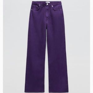 Zara wide leg purple jeans